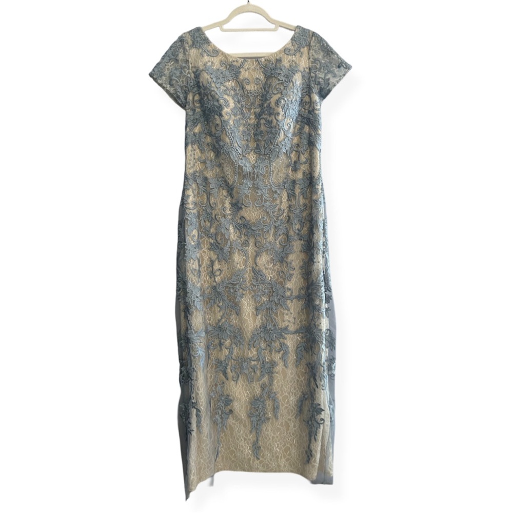 Blue and Tan Lace Dress